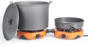 2 Burner Portable Folding Propane Camping Stove with Camping Cookware