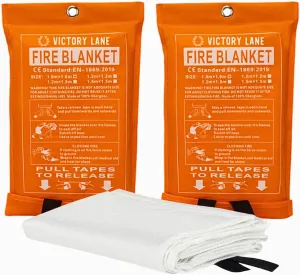 2 Pack Emergency Fire Blanket - Fire-Resistant Safety Blankets for Kitchen, Home, Car, Camping Use - Compact Fire Extinguisher Blanket for Smothering Flames (2 Pack - Standard)