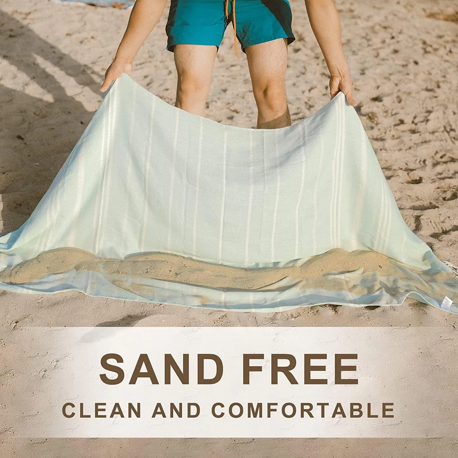 2 Packs Turkish Beach Towel Bathroom Bath Hiking Towels for Adult Soft Cotton Extra Large Summer Vacation No Sand Repels Fast Drying Compact Packable Thin Sandrpoof Repellent Anti Repels Foldable…