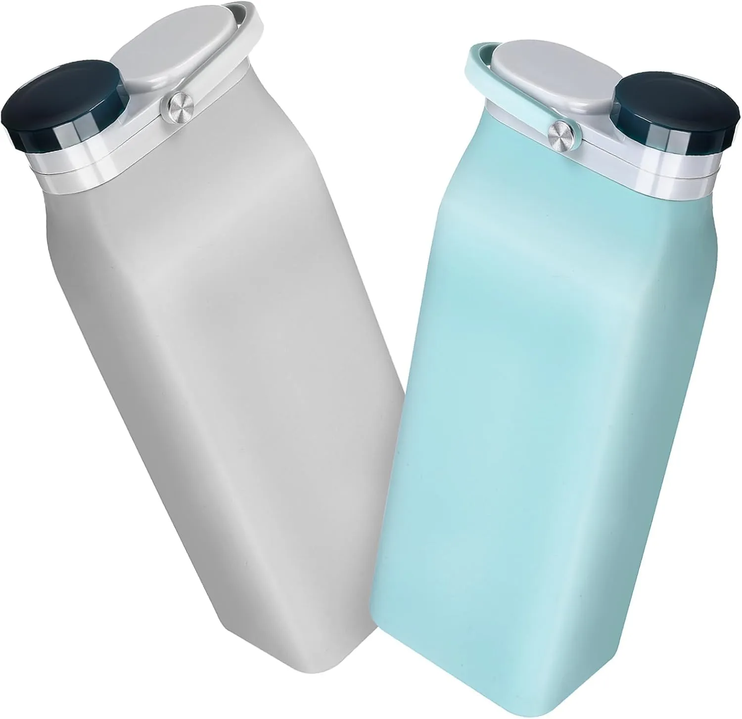 2 Pcs Collapsible Silicone Water Bottles Leakproof Travel Bottle for Sports Portable Reusable Folding Kettle