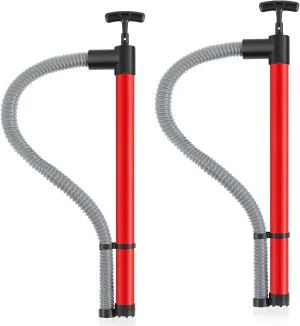 2 Pcs Hand Bilge Pump Self Priming 24 Inch Manual Water Pump with Removable 32 Inch Hose on Small Boats, Kayaks, Canoes, Bilges or Any Place Water Collects, Red