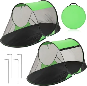 2 Pcs Pop up Mosquito Tent Outdoor for Camping One Person Bug Net Pop up Screen Tents Foldable Portable Waterproof Freestanding Insect Net for Summer Camp Bed Camping(Green)