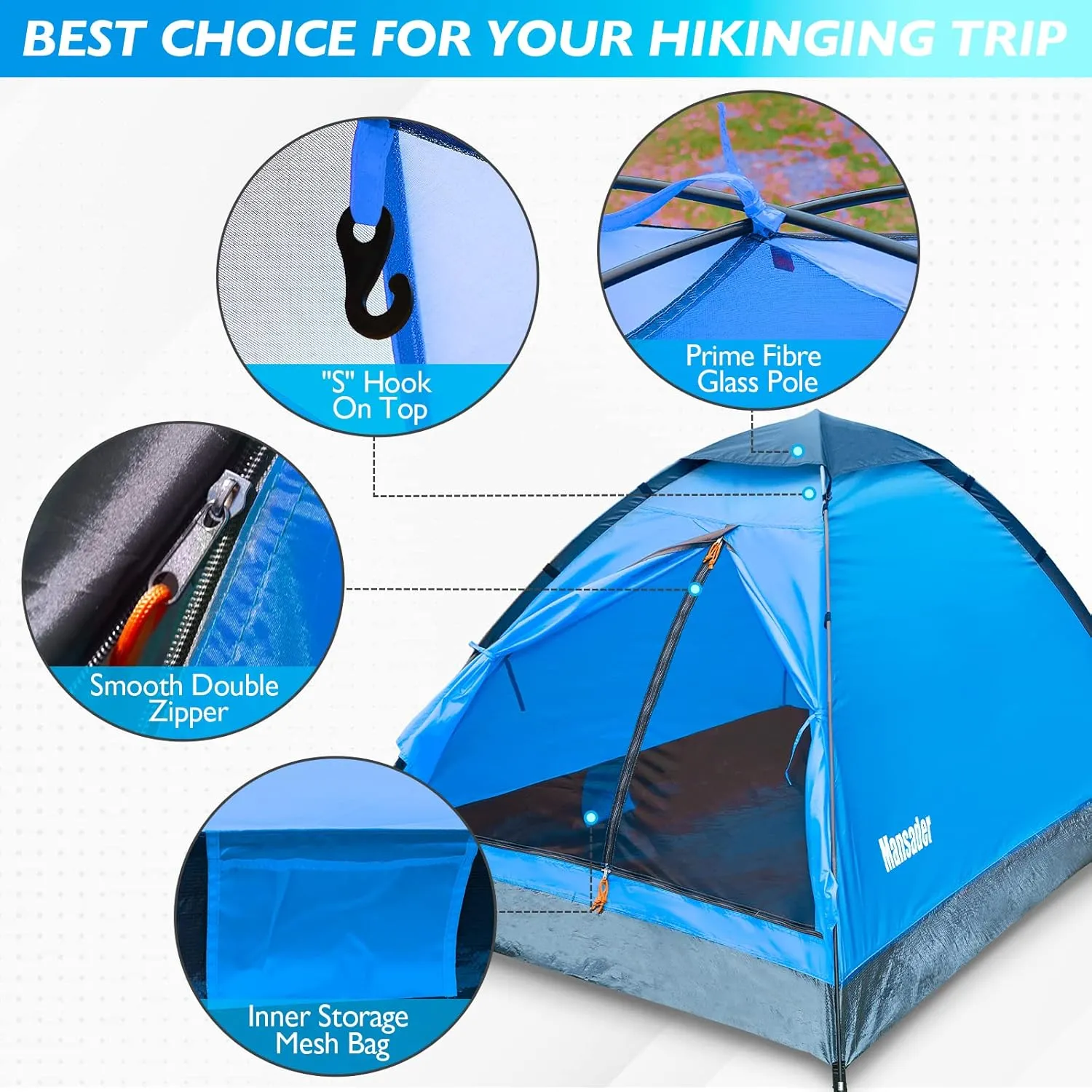 2 Person Camping Dome Tent,Waterproof Lightweight Portable Tents for Outdoor Camping Hiking Travel