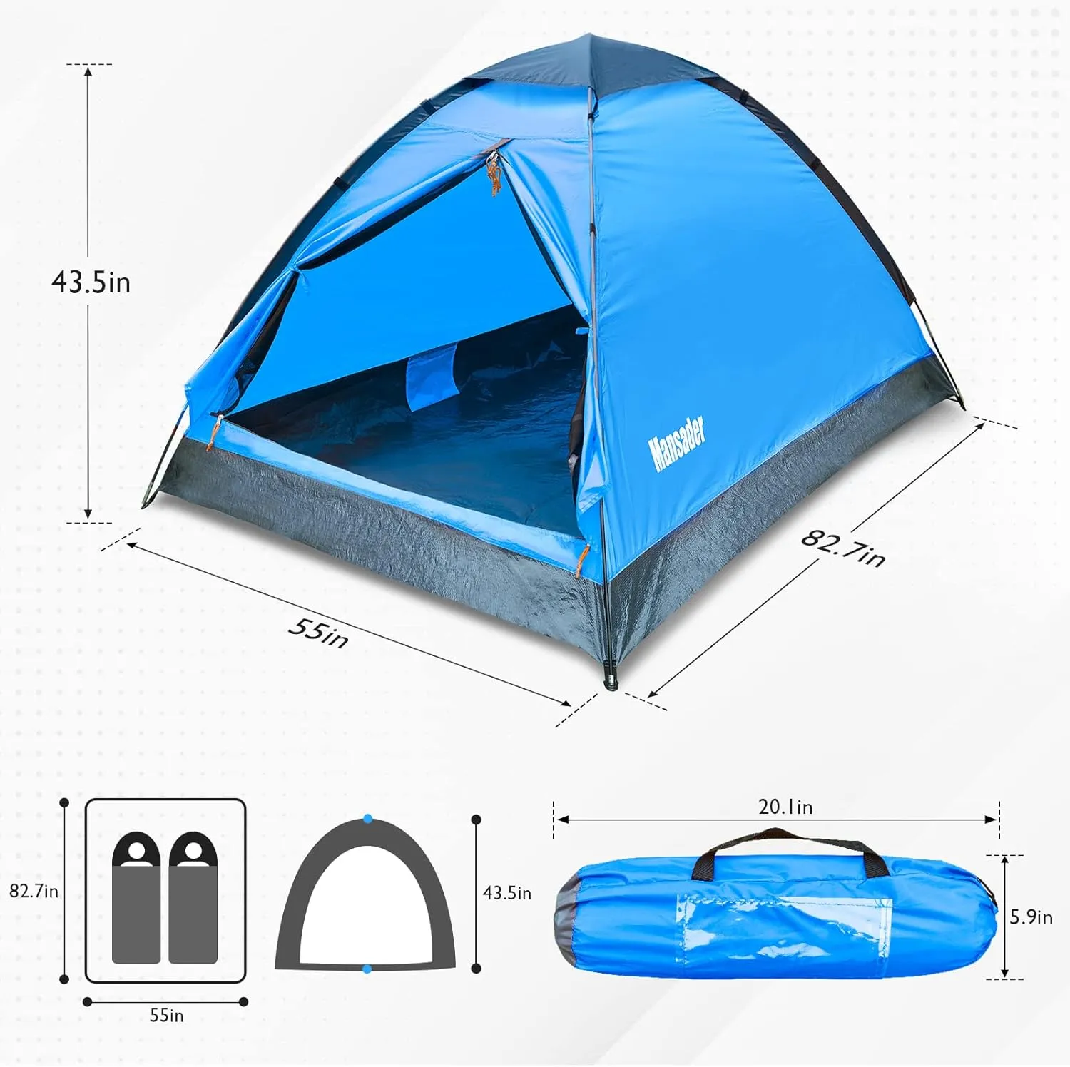 2 Person Camping Dome Tent,Waterproof Lightweight Portable Tents for Outdoor Camping Hiking Travel