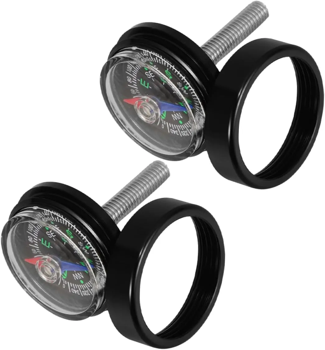2 Sets Bicycle Compass: Headset Mounting Navigation Compass - Pocket-Sized Navigation Tool for Mountain Biking with M6x35 Thread