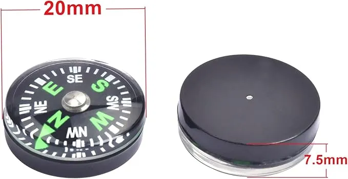 20 Pack Button Compass Mini Pocket Oil Filled Compass for Kids Hiking Survival Watch Band Paracord Camping Outdoor Activities Accessory Size Dia. 20mm