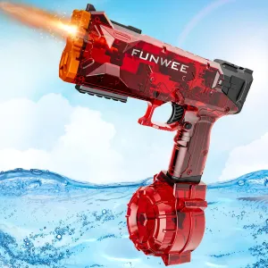 2025 New Upgrade Electric Water Guns for Adults Kids, Light Up Most Powered Full Automatic Water Squirt Gun, Long Range Auto Classic Powerful Strongest Water Blaster, Outdoor Pool Gift Toy