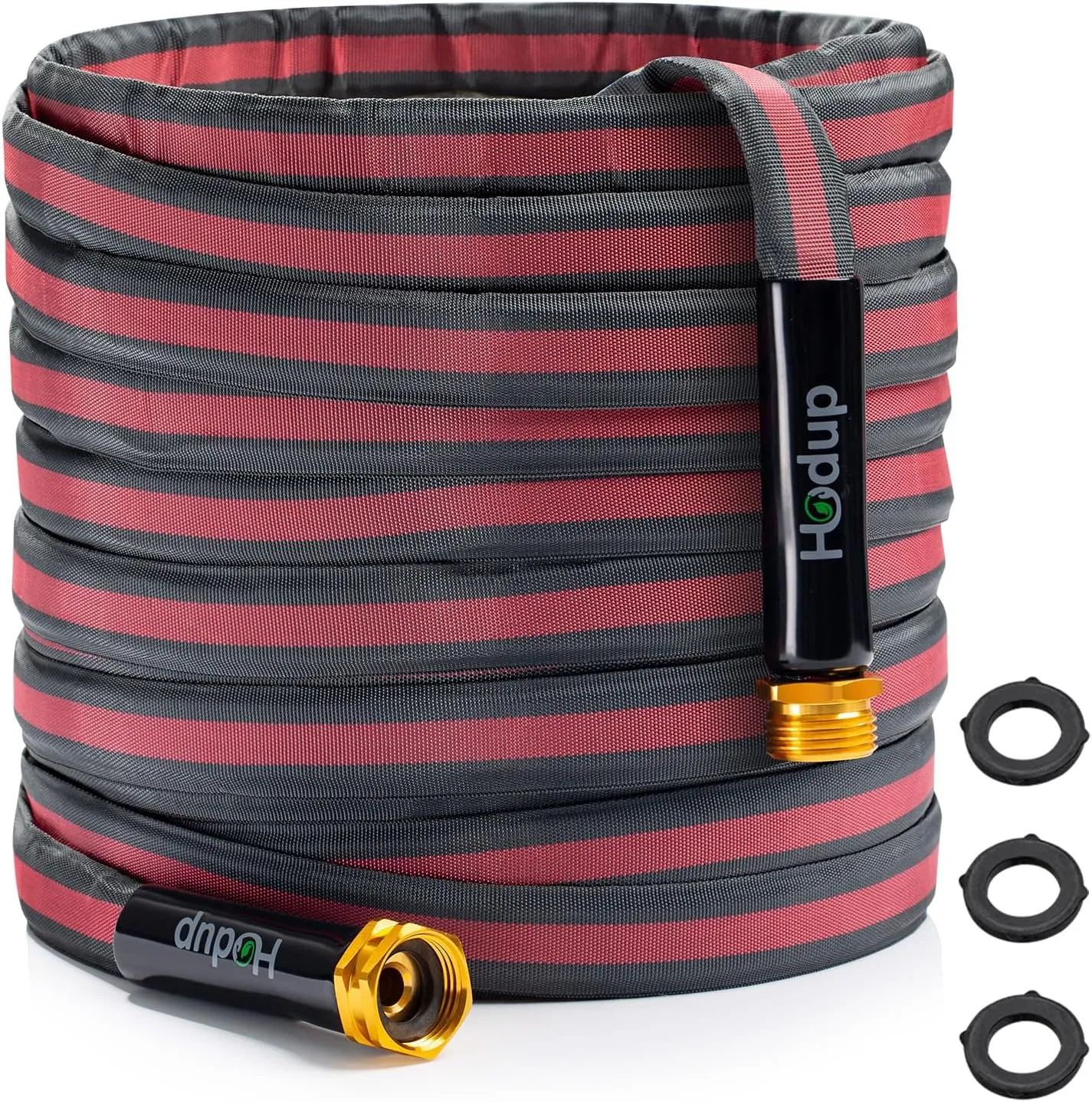 2025 Upgraded Non-Expanding Garden Hose - 50FT Lightweight Flexible, High-Pressure Anti-Kink/Burst-Resistant Lead-Free Outdoor Water Hose (Gray/Red)
