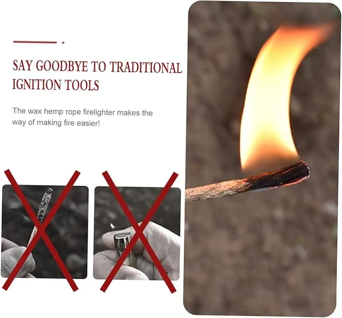 20pcs Kindling Jute Twine Fire Starter Fire Starter Twine Camping Fire Eco Fire Lighter Jute Rope Fire Starter Fire Rope Starter Wax Wicks Supplies Outdoor Rope Travel