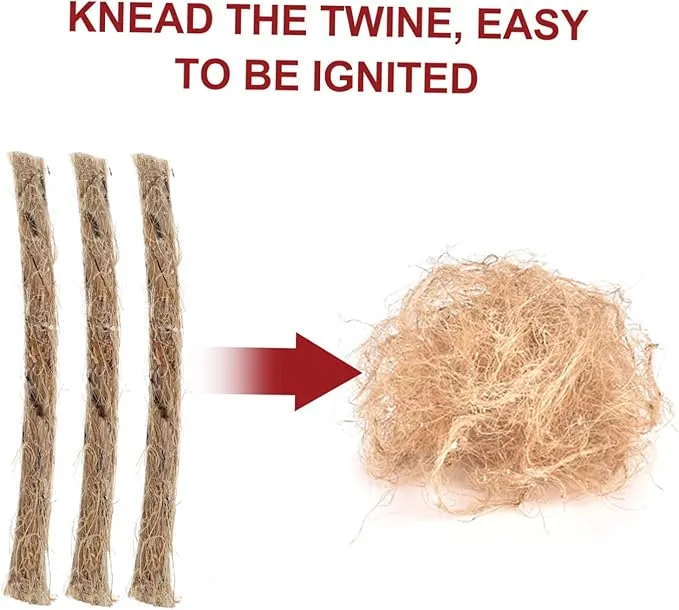 20pcs Kindling Jute Twine Fire Starter Fire Starter Twine Camping Fire Eco Fire Lighter Jute Rope Fire Starter Fire Rope Starter Wax Wicks Supplies Outdoor Rope Travel