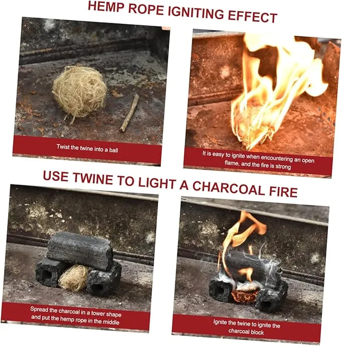 20pcs Kindling Jute Twine Fire Starter Fire Starter Twine Camping Fire Eco Fire Lighter Jute Rope Fire Starter Fire Rope Starter Wax Wicks Supplies Outdoor Rope Travel