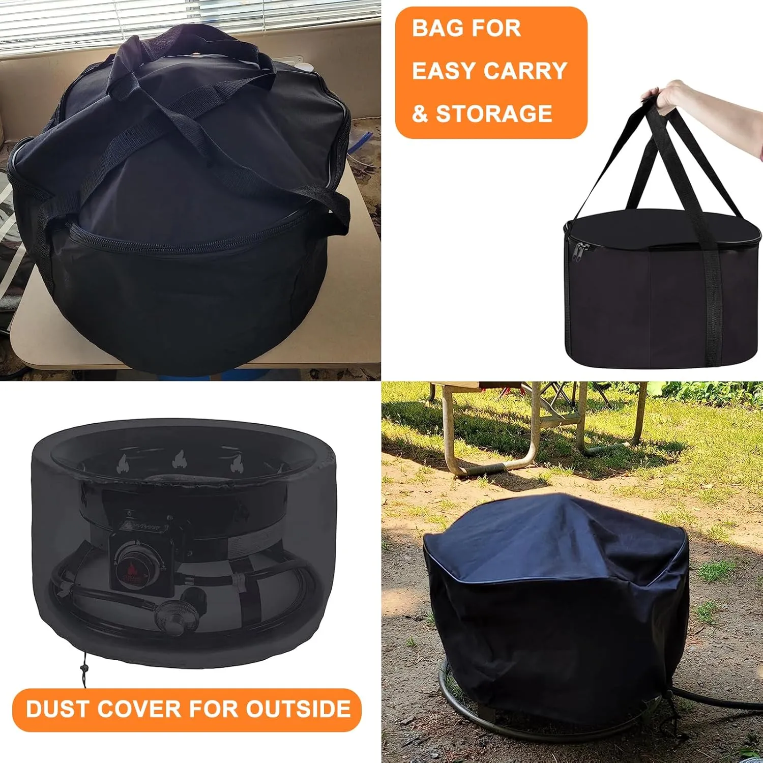 21" Carry Bag and Cover Kit Replacement for Outland Firebowl 863 864, Portable Outdoor Propane Gas Fire Pit Bag with Padded Handles, Fire Pit Carry Case Water-Resistant