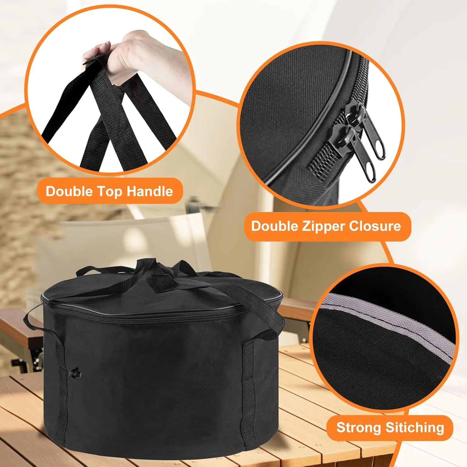 21" Carry Bag and Cover Kit Replacement for Outland Firebowl 863 864, Portable Outdoor Propane Gas Fire Pit Bag with Padded Handles, Fire Pit Carry Case Water-Resistant