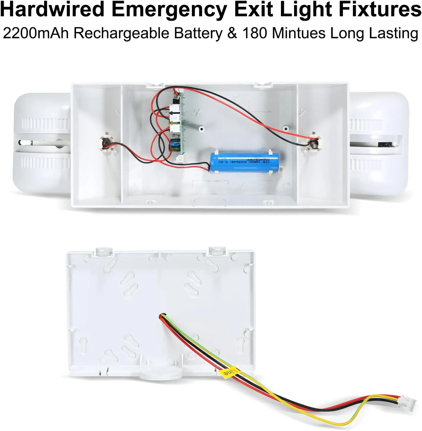 24 Pack LED Emergency Lights, Commercial Emergency Lights with Battery Backup, Dual Head Emergency Light for Home Power Outage Business Hallway Emergency Exit Light Fxiture AC110V 277V