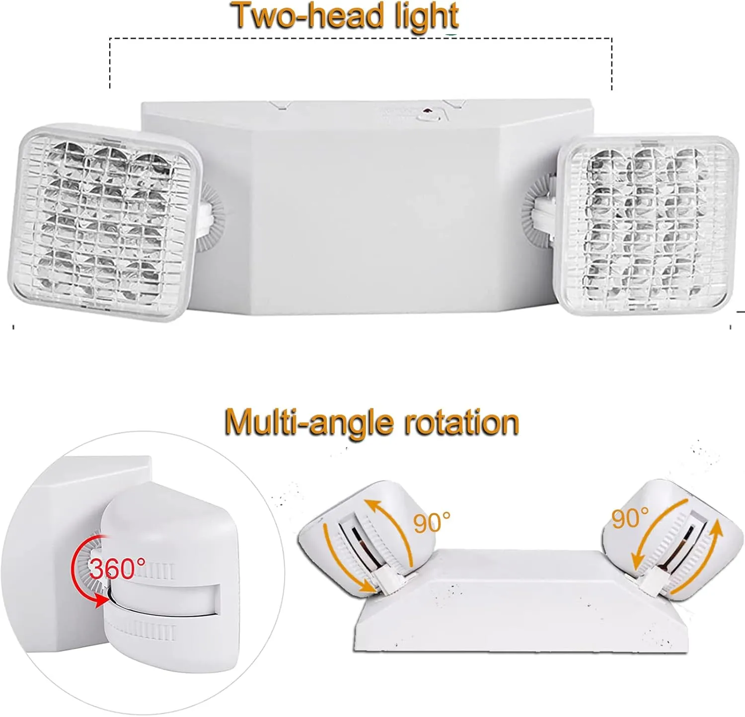 24 Pack LED Emergency Lights, Commercial Emergency Lights with Battery Backup, Dual Head Emergency Light for Home Power Outage Business Hallway Emergency Exit Light Fxiture AC110V 277V
