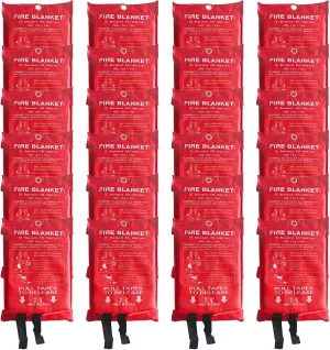 24 Packs Fire Blanket – 39.37x39.37 Inches, 1100℉ Heat Resistant, Emergency Fire Suppression Blanket for Kitchen, Home, Car, Camping – Easy to Use, Non-Toxic, Reusable, Compact & Lightweight