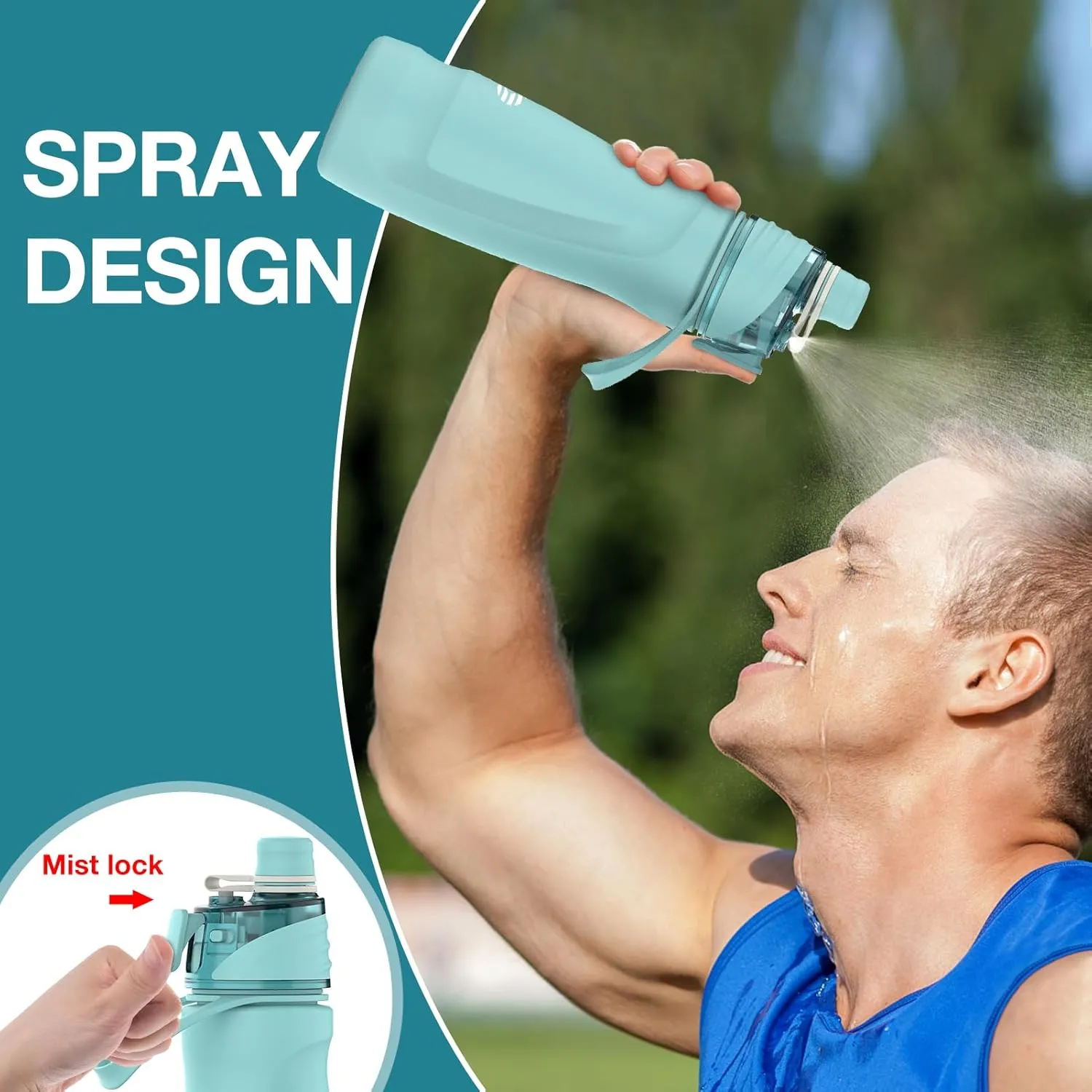 24oz Insulated 2-in-1 Mist & Sip Stainless Steel Thermo Bottle for Hot/Cold Drinks, Sports Use