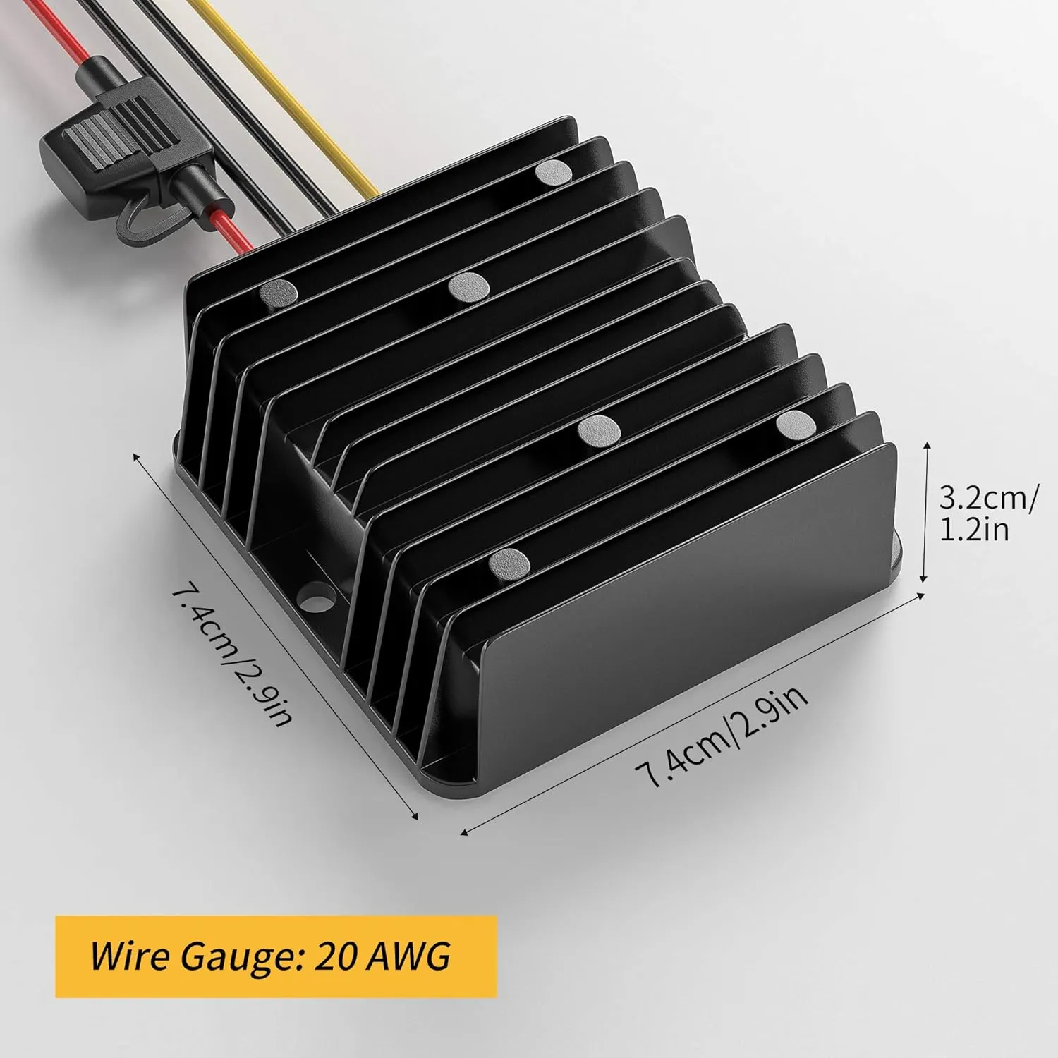 24V to 12V Buck Converter, 15A 180W DC Transformer with Fuse, Waterproof, Step Down Converter for Golf Cart, LED Light, Motor, Truck, Boat, Solar System, 3D Printer