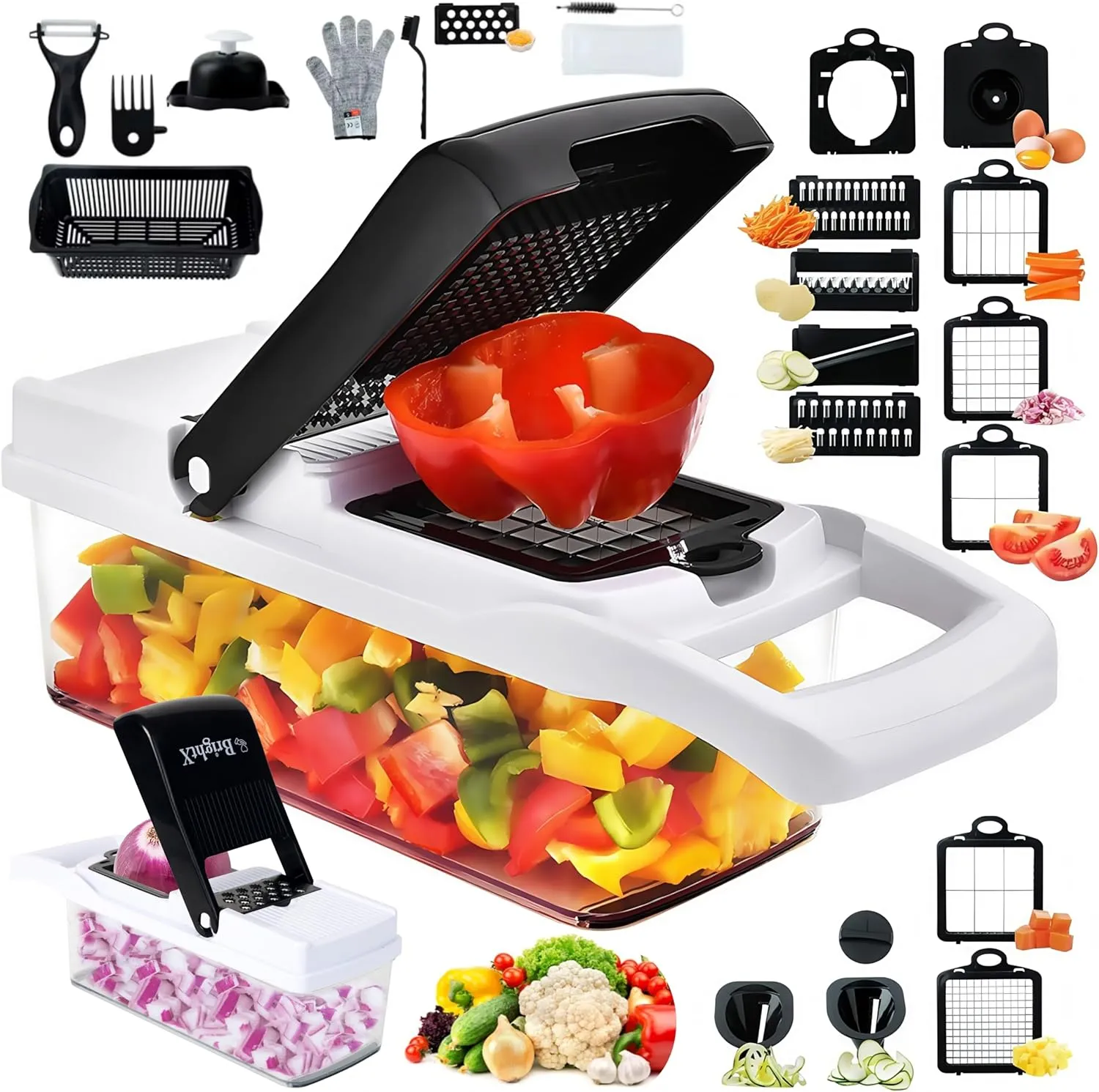 26-in-1 Multi Functional Vegetable Chopper with Container - Chopper Vegetable Cutter, Onion, Veg chopper with Container, Vegetables Slicer, Veggie Cutter, Veggie slicer | Mandoline Slicer, Spiralizer