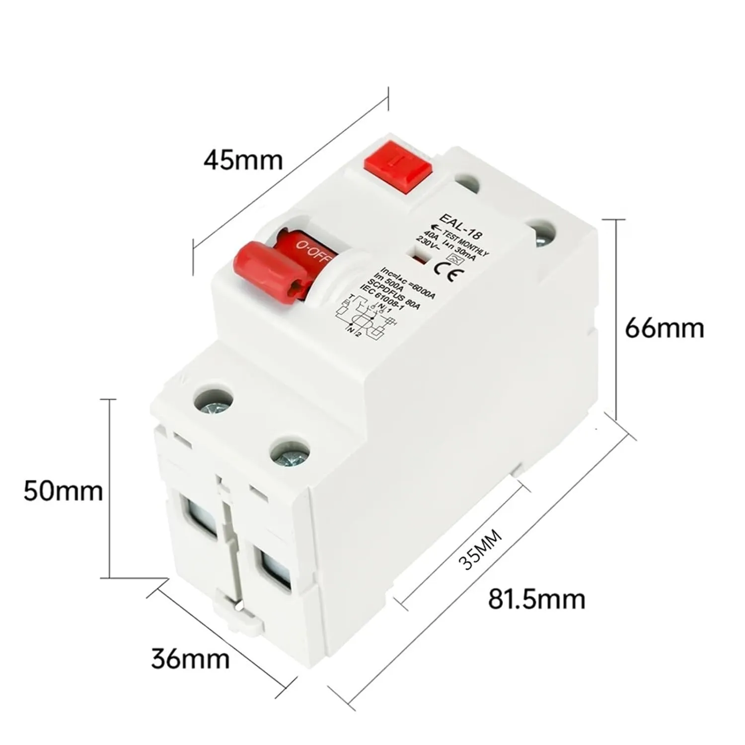 2P 32A 10/30/100/300mA Type A RCCB RCD ELCB Electromagnetic Residual Current Circuit Breaker Differential Breaker Safety Switch(2P 300mA,20A)