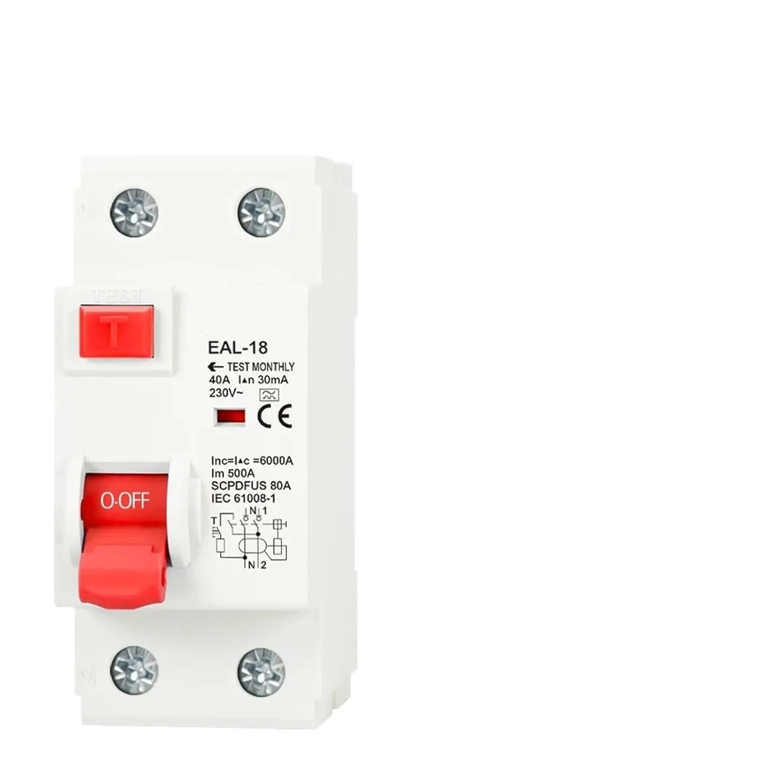 2P 32A 10/30/100/300mA Type A RCCB RCD ELCB Electromagnetic Residual Current Circuit Breaker Differential Breaker Safety Switch(2P 300mA,20A)