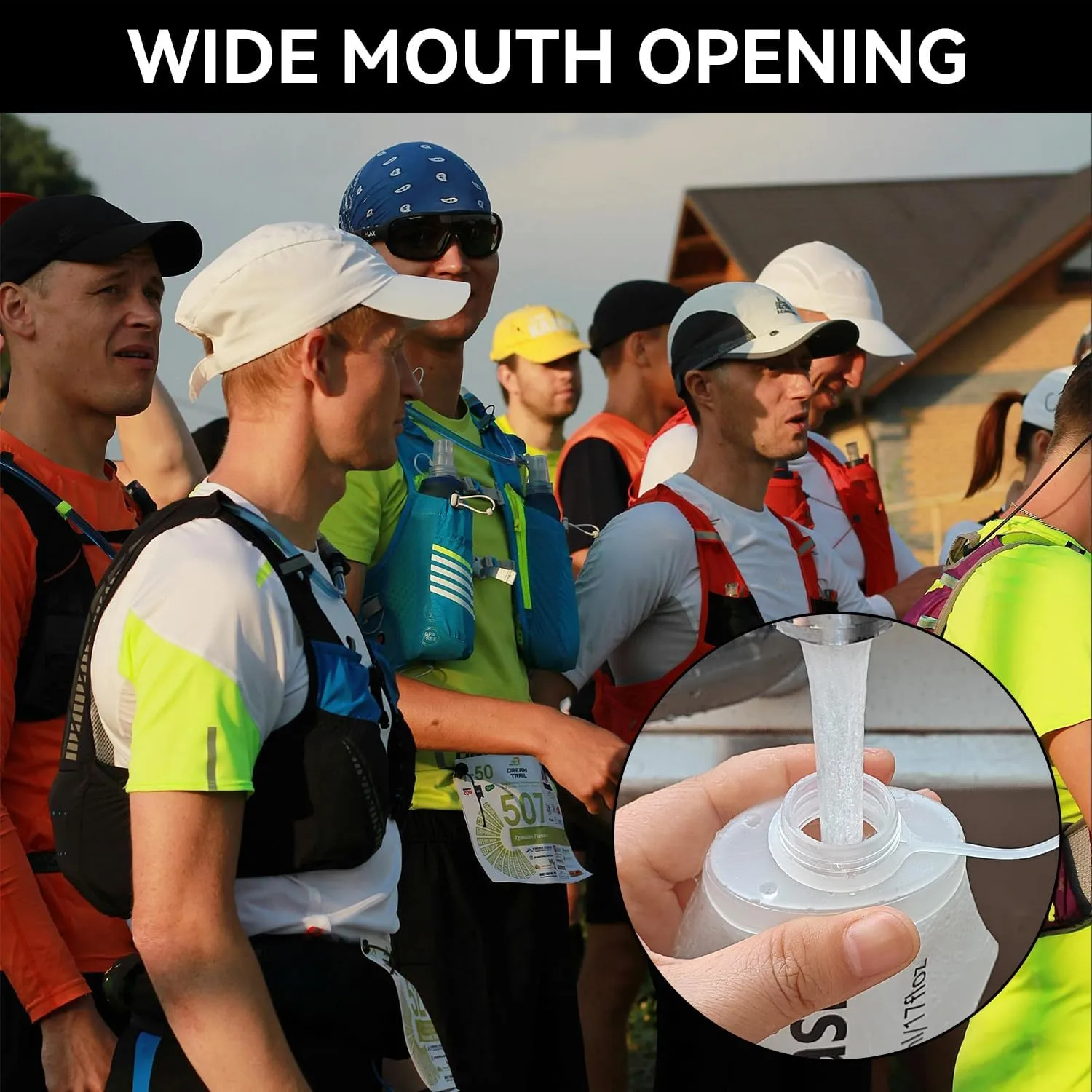 2Pcs 250ml Soft Flask Folding TPU Hydration Flask Running Water Bottle(8.8 oz), Water Pouch for Running Vest, Hiking, Cycling (White 250ml*2)