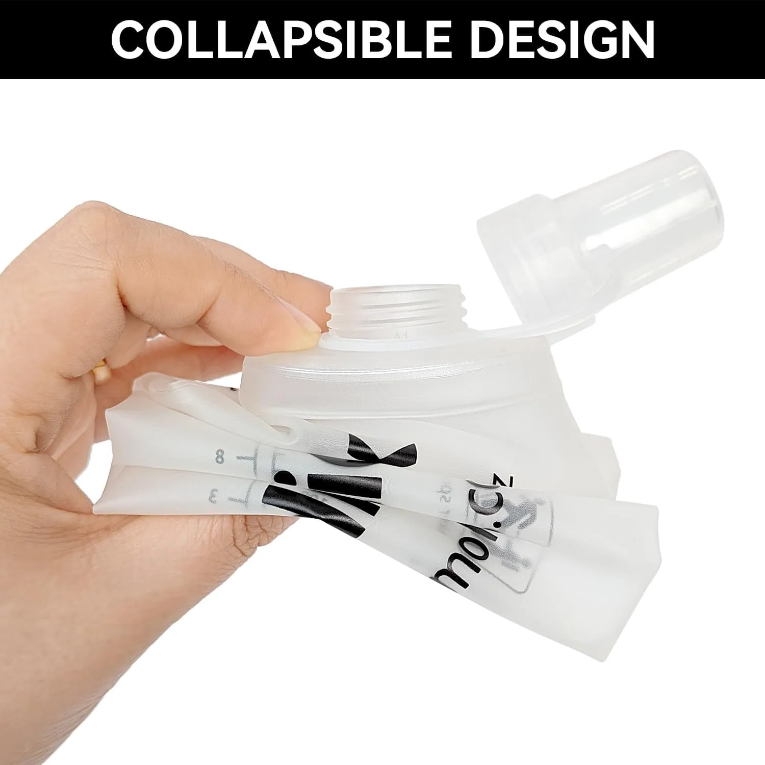 2Pcs 250ml Soft Flask Folding TPU Hydration Flask Running Water Bottle(8.8 oz), Water Pouch for Running Vest, Hiking, Cycling (White 250ml*2)