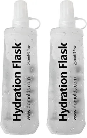 2Pcs 250ml Soft Flask Folding TPU Hydration Flask Running Water Bottle(8.8 oz), Water Pouch for Running Vest, Hiking, Cycling (White 250ml*2)