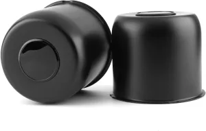 2Pcs 4.88inch Stainless Trailer Wheel Center Caps Push Through 4.88" Bore 4.47" Tall Top Removable Hub Cap for Truck SUV RV Wheel Rim, Matt Black Wheel Cover