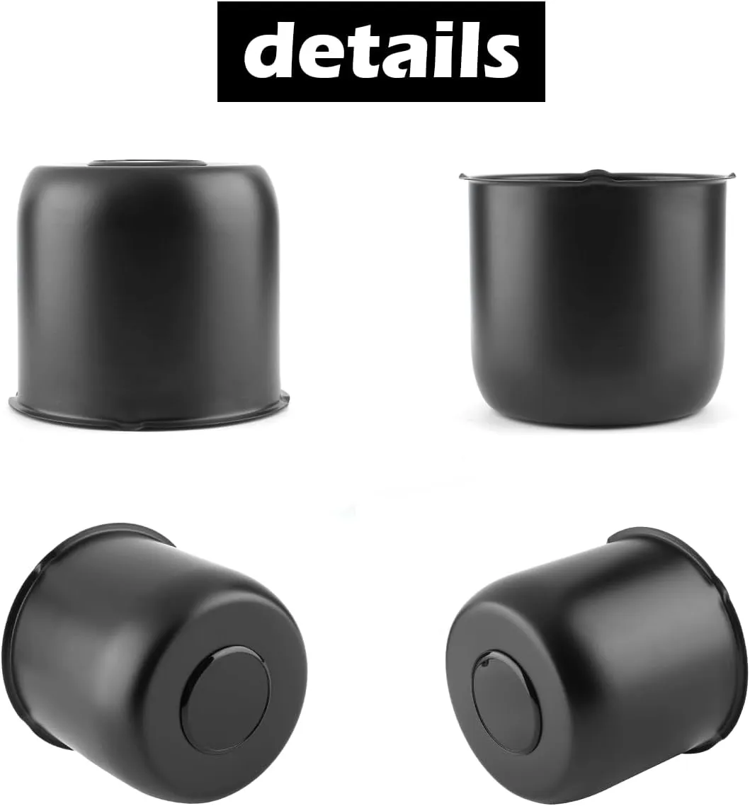 2Pcs 4.88inch Stainless Trailer Wheel Center Caps Push Through 4.88" Bore 4.47" Tall Top Removable Hub Cap for Truck SUV RV Wheel Rim, Matt Black Wheel Cover