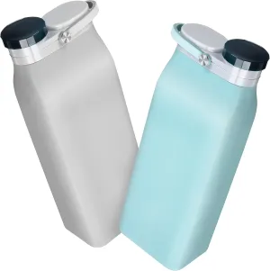 2Pcs Foldable Water Bottles Leakproof Collapsible Sport Bottles Lightweight Portable for Travel Includes for Students and Outdoor