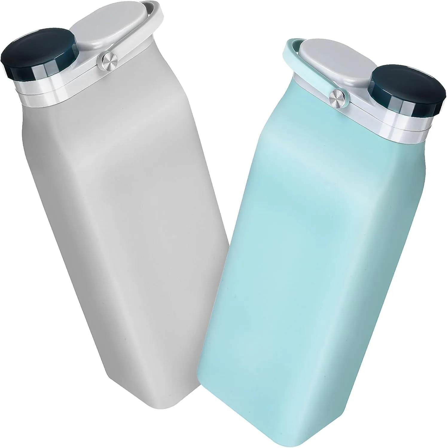 2Pcs Foldable Water Bottles Leakproof Collapsible Sport Bottles Lightweight Portable for Travel Includes for Students and Outdoor
