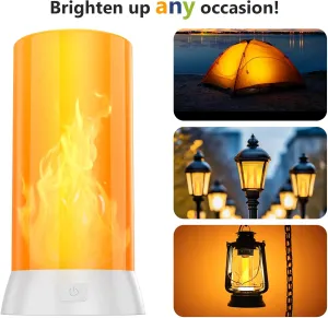 2PCS LED Flame Light, USB Rechargeable Flame Lamp with Remote & Timer, Waterproof Dimmable Flameless Candles Light for Home Party Garden Camping Halloween Christmas Decoration