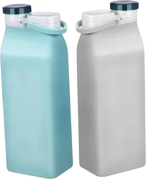 2Pcs Portable Collapsible Water Bottles Leakproof Foldable Design for Sports and Travel for Hiking Camping Daily Use