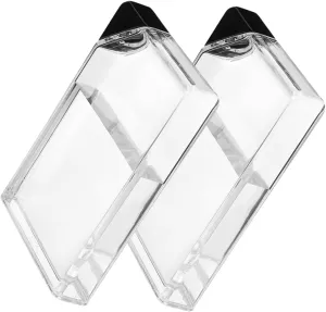 2pcs Square Flat Water Bottle Compact Portable Travel Bottles Leakproof for Office Gym School