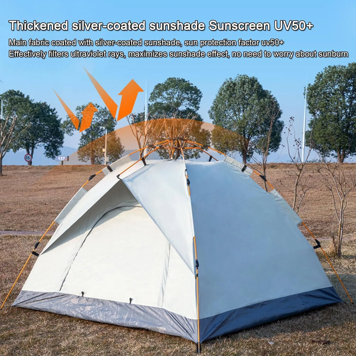 3-4 Person Automatic Pop-Up Light Weight Camping Tent Beach Tent Portable Dome Tents for Festivals, Fishing, Hiking, Garden and Traveling Easy to Install Sun Shelter