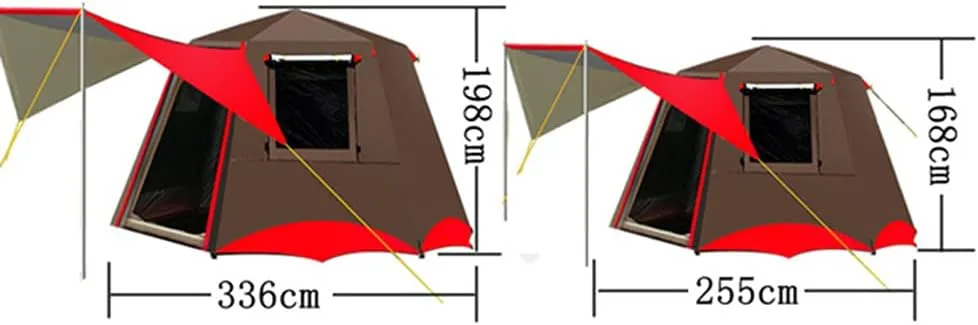 3-4 Person Automatic Tent with Porch Camping Pop Up Tent with 2 Door and 2 Double Layer Instant Family Tent for Camping Outdoor Hiking (Green 5) (Green 5)