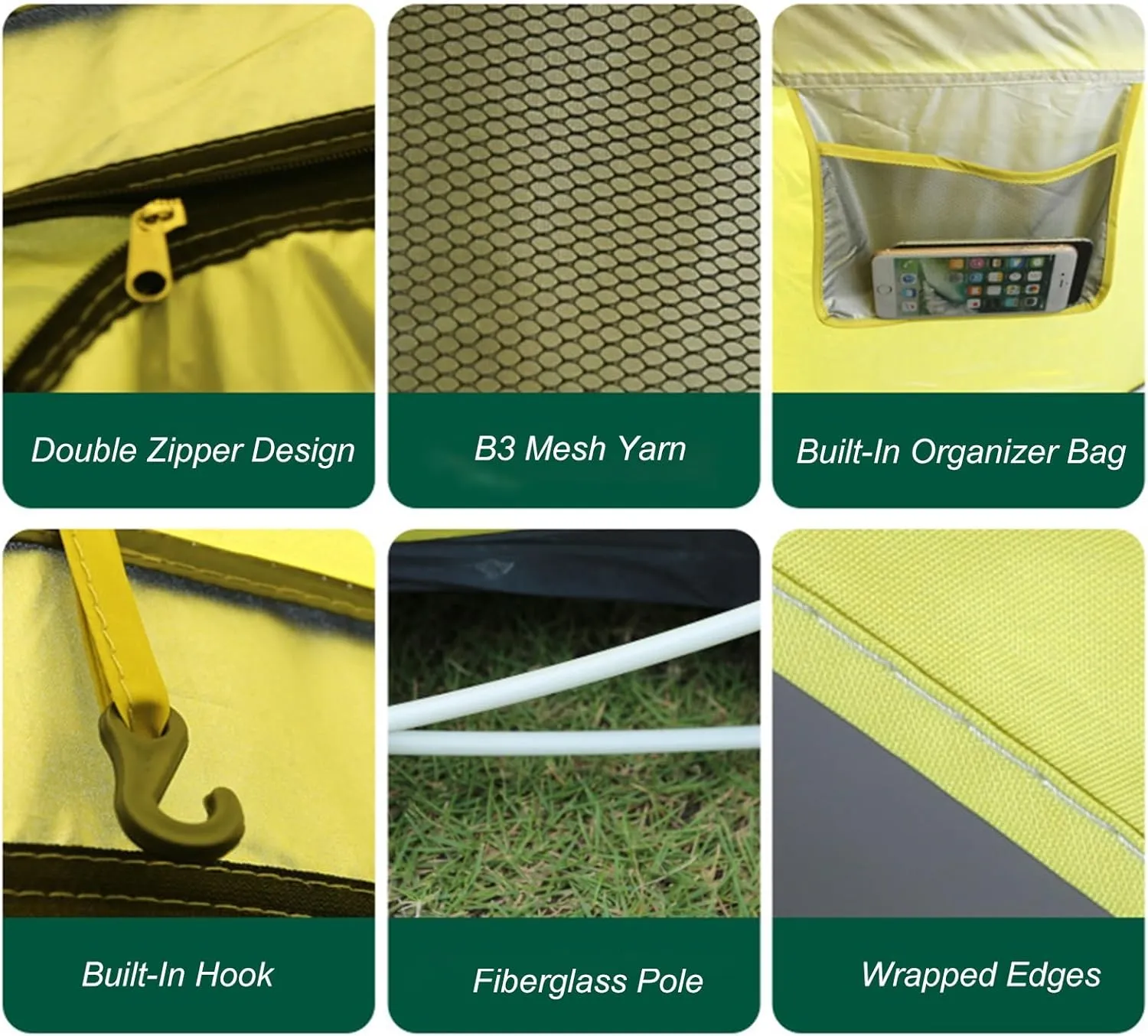 3-4 Person Camping Tent Outdoor Automatic Instant Pop Up Tent 2 Doors 2 Windows Rainproof Windproof Sunproof Family Tent for Camping Hiking Traveling