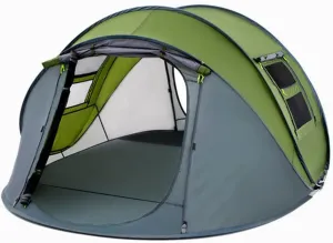 3-4 Person Easy Pop Up Tent,9.5'X6.6'X52'',Waterproof Sun Shelters Automatic Setup,2 Doors-Instant Family Tents with Carry Bag for Camping, Hiking & Traveling Mountaineering Suvival Gear (Green)