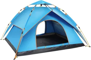3-4 Person Fully Automatic Waterproof Tent, UV Resistant Beach & Camping Tent, Quick Open, Blue