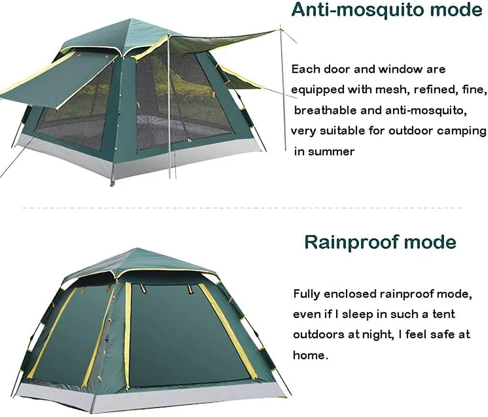3-4 Person Pop Up Tent Automatic Instant Camping Tent Quick Opening Outdoor Tent 4 Season Travel Tent with Carry Bag for Hiking, Traveling or Beach