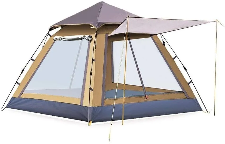 3-4 Person Waterproof Camping Tent, UV-Resistant Automatic Pop-Up Outdoor Shelter, Single-Layer Family Tent