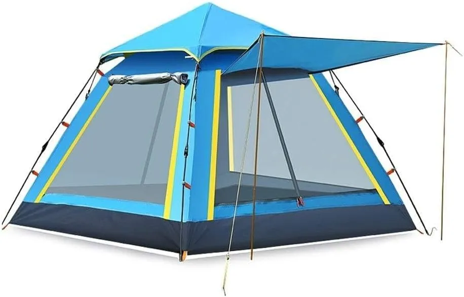 3-4 Person Waterproof Camping Tent, UV-Resistant Pop-Up Outdoor Shelter, Single-Layer Family Tent
