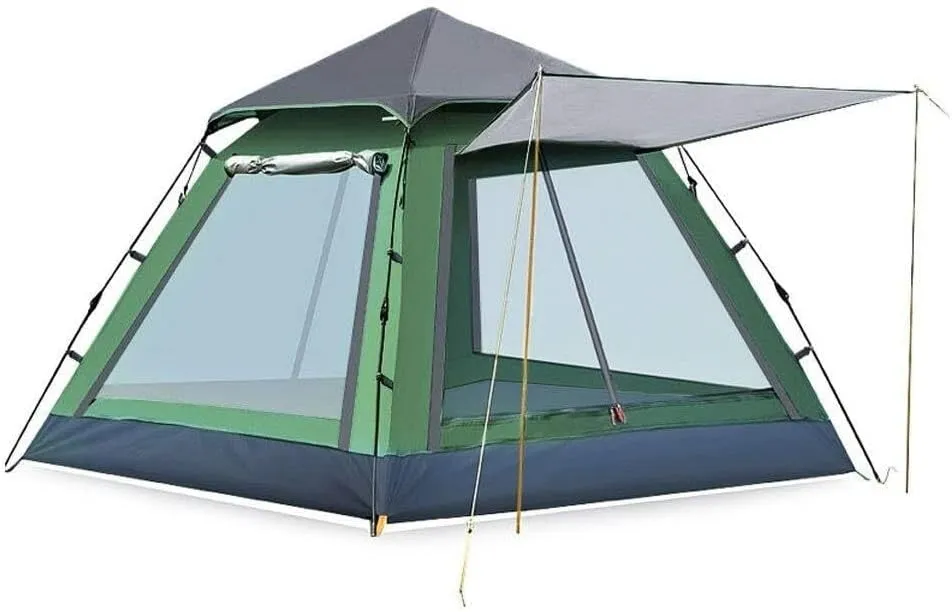 3-4 Person Waterproof UV Weather Resistant Camping Tent, Single Layer Family Outdoor Tent with Mesh Windows for Beach, Fishing, and Travel