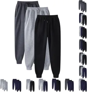 3 Pack Mens Athletic Sweatpants with Pockets,Workout Gym Joggers Pants for Men Running Jogging Pants