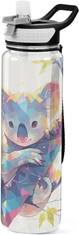 30 oz rustic colorful koala Water Bottle Lid with Straw Tritan No BPA non toxic Water Jugs for Camping Cycling Collapsible