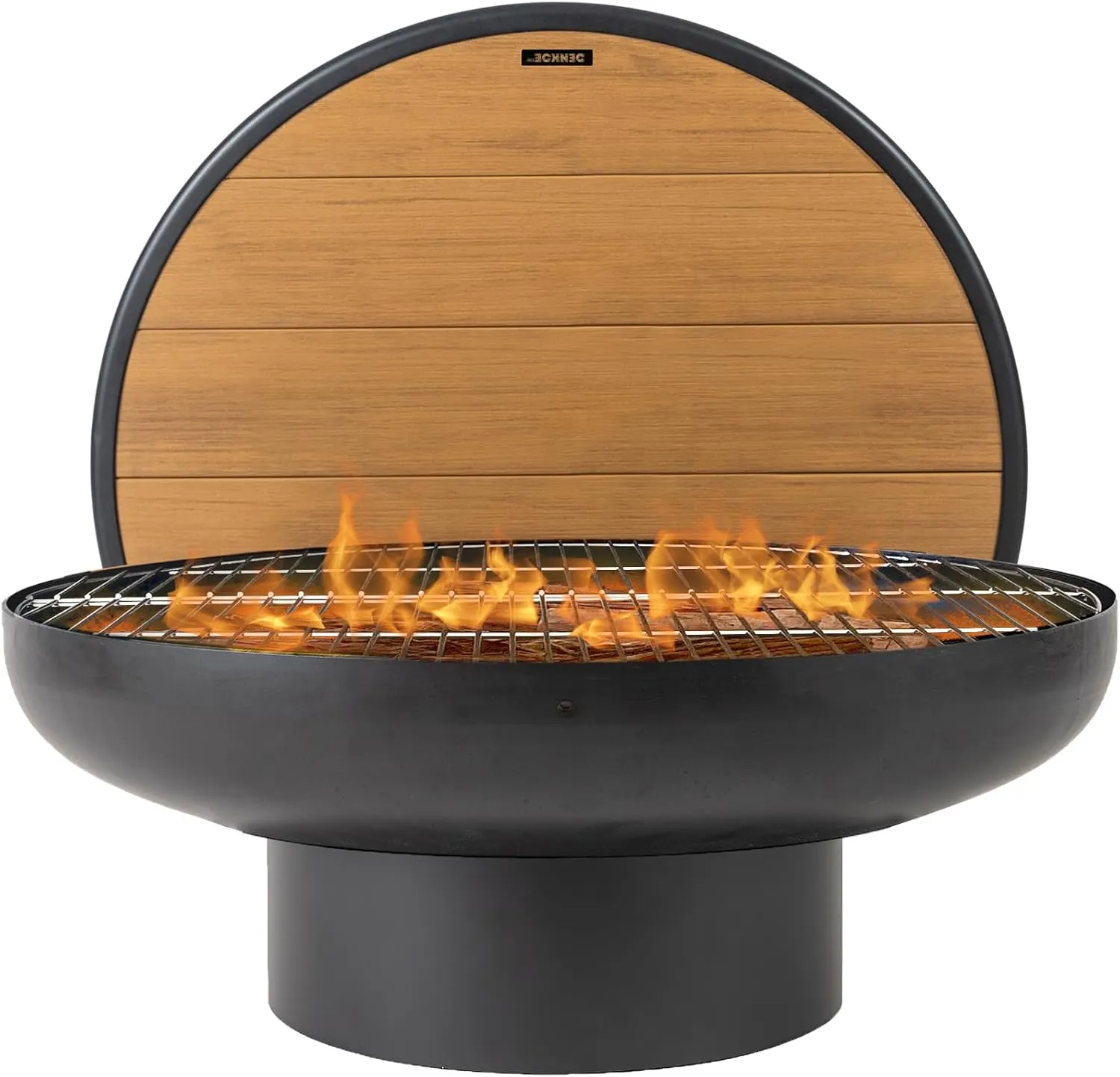 32 Inch Round Fire Pit Table with Fire Pit Grill, Extra Thick, Heavy Duty Fire Bowl, Deep Outdoor Firepit, Wood Burning Firepits for Outside Patio, Backyard Fire Pits, Large BBQ Pit