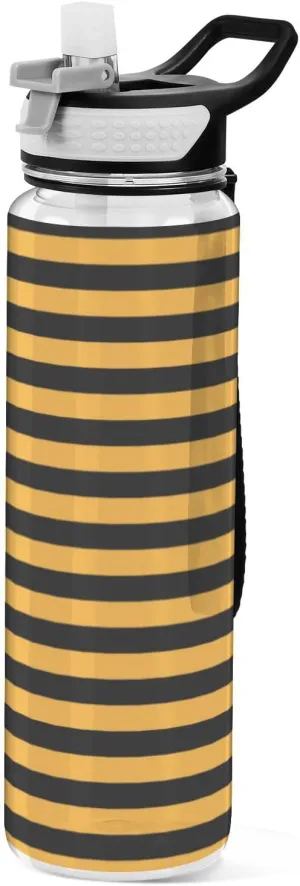 32oz Orange Black Stripe Neon Chic Water Bottle Spout Lid Tritan Clear BPA Free non toxic Water Jug with Spout for Camping Collapsible