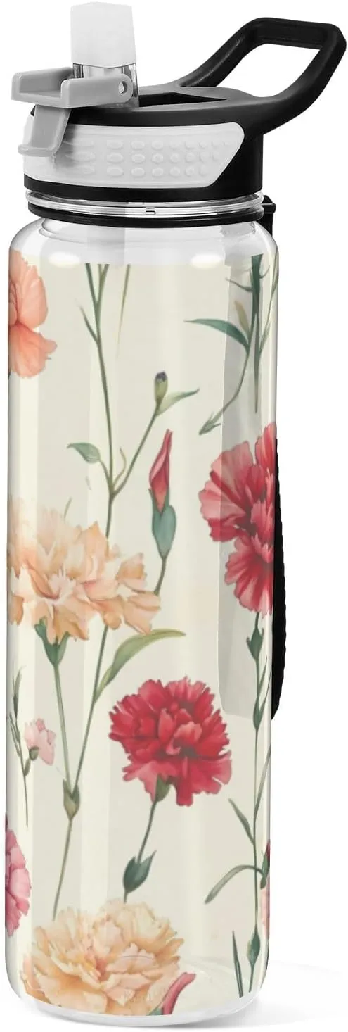 32oz Spain Carnation Beauty Flower Simply Modern Water Bottle Tritan BPA-Free non toxic Jug Water Bottle for Camping Collapsible