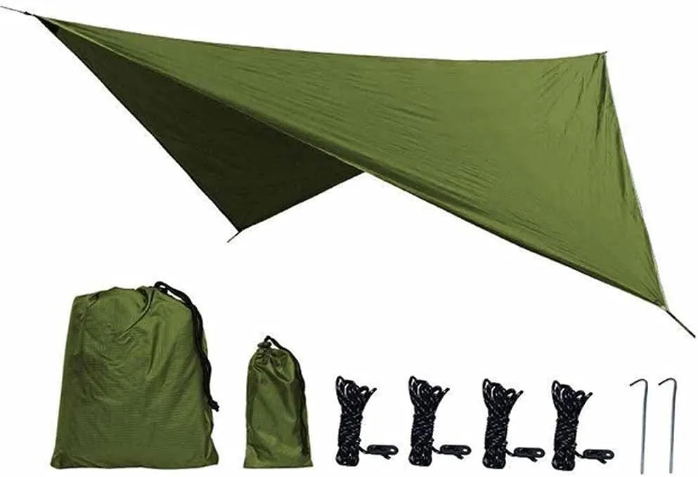 350x280cm Waterproof Tarp Tent Shade Outdoor Camping Hammock Rain Fly Garden Awning Canopy Sunshade(Color:C)